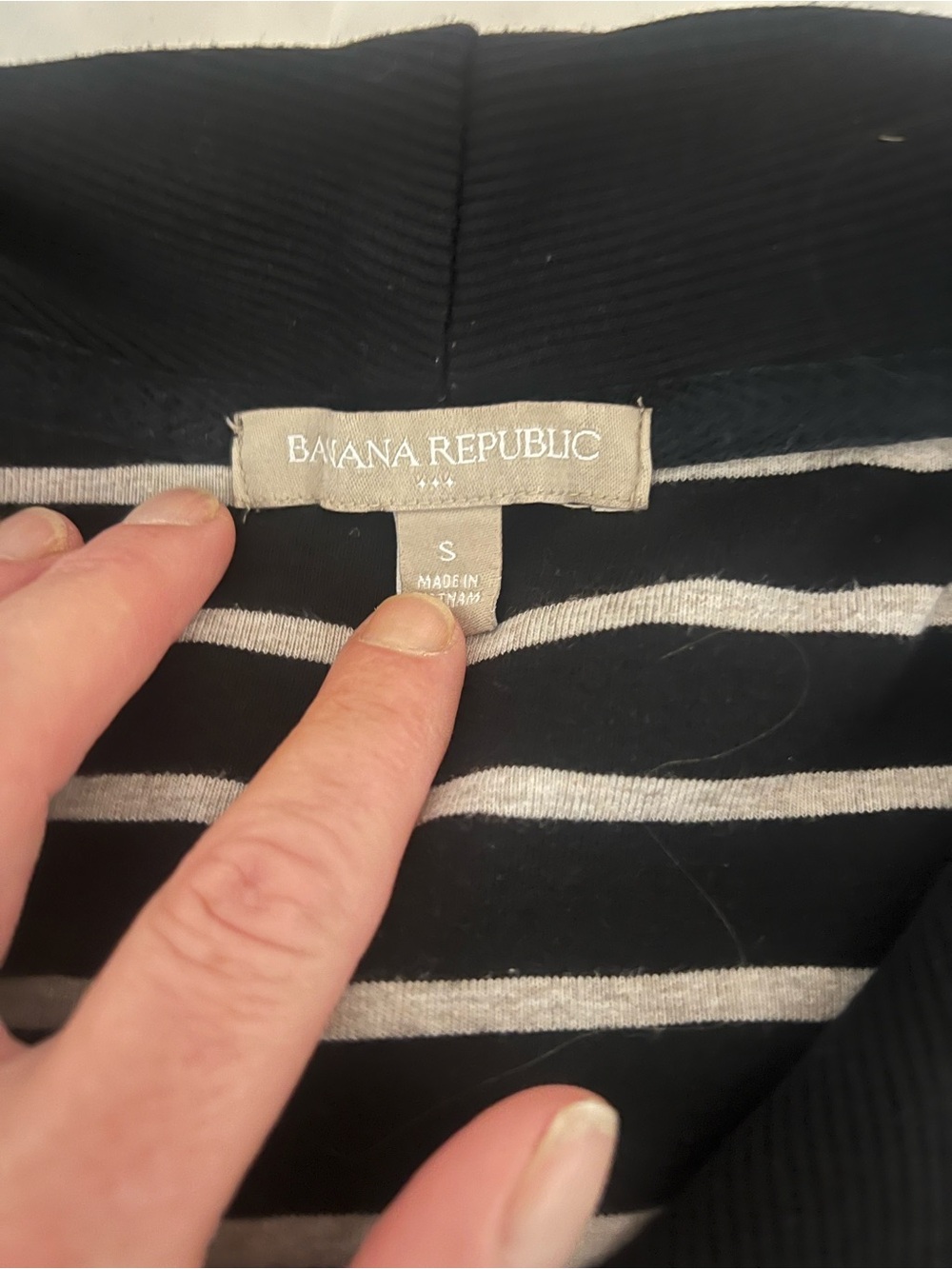 Banana Republic Black & gray Striped Shawl Collar Women's Sweatshirt - Picture 6 of 8